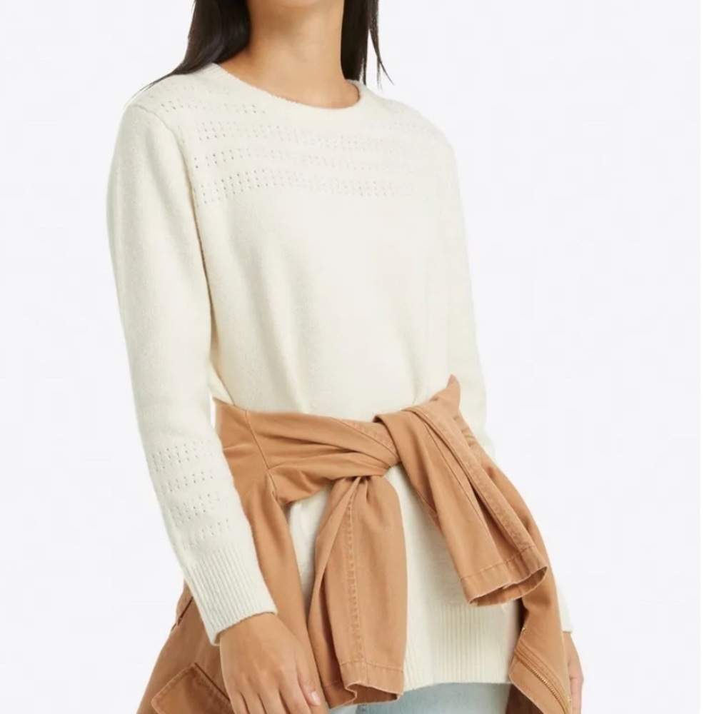 Draper James Pointelle Long Sleeve Pullover Sweater Size XS